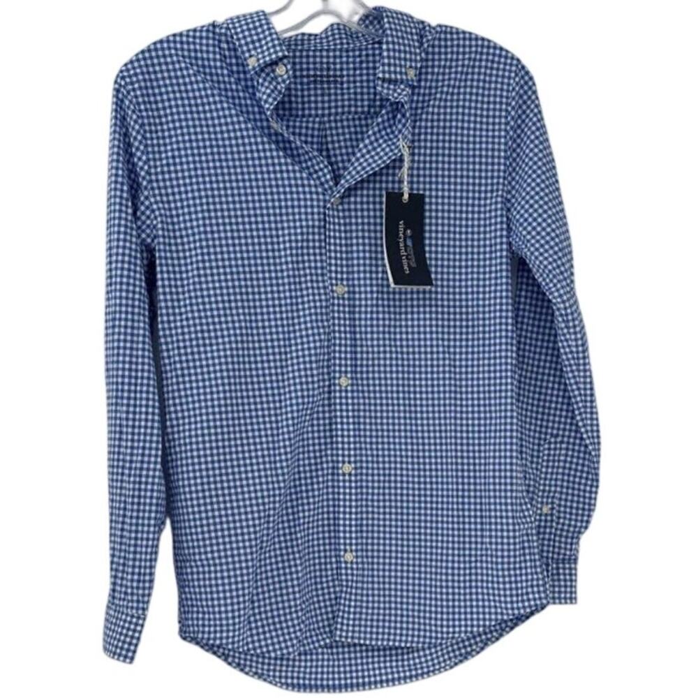 NWT Vineyard Vines Boys Gingham Performance Woven Shirt Large - Picture 2 of 7